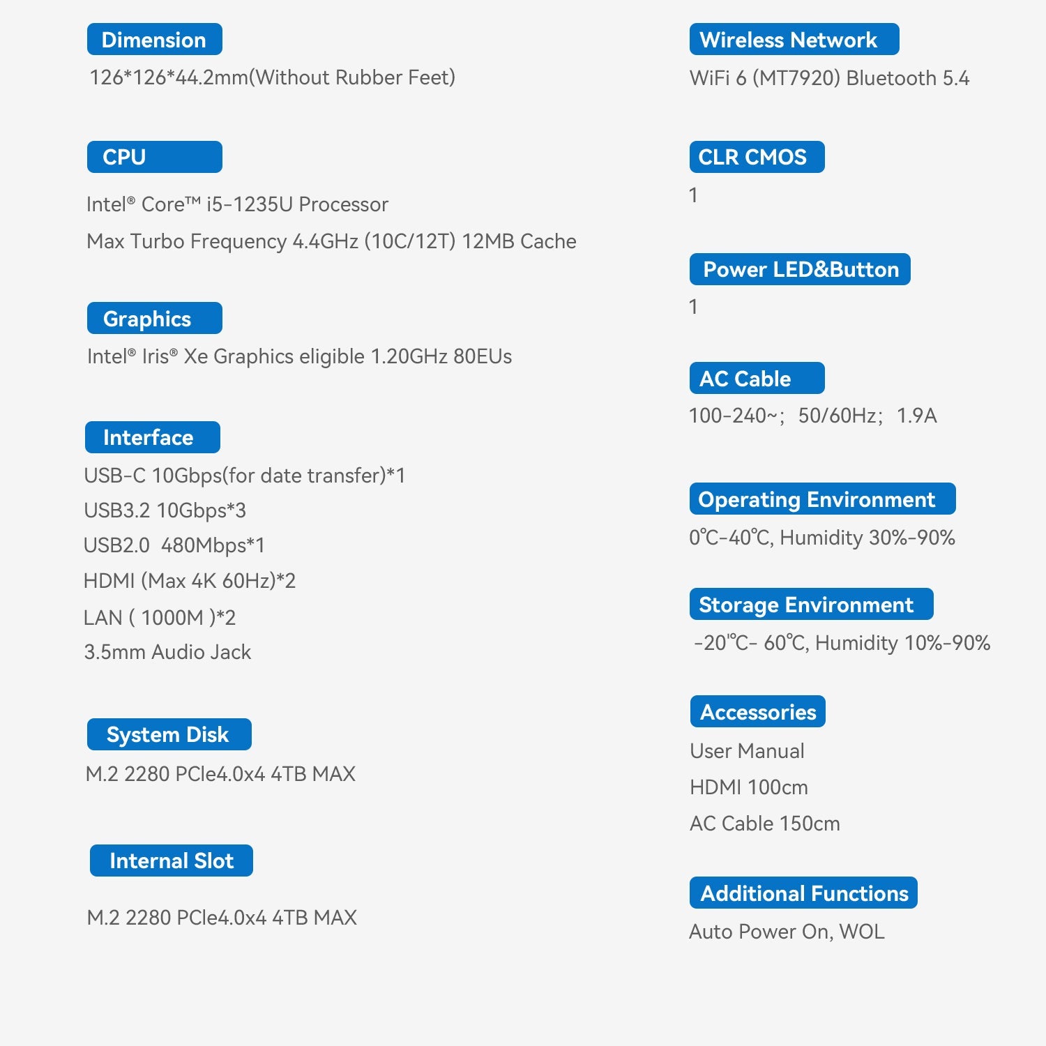 Beelink EQi12 Intel® Core 1235U/1220P