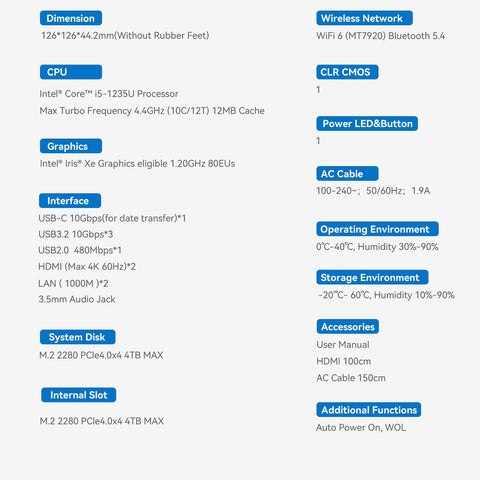 Beelink EQi12 Intel® Core 1235U/1220P