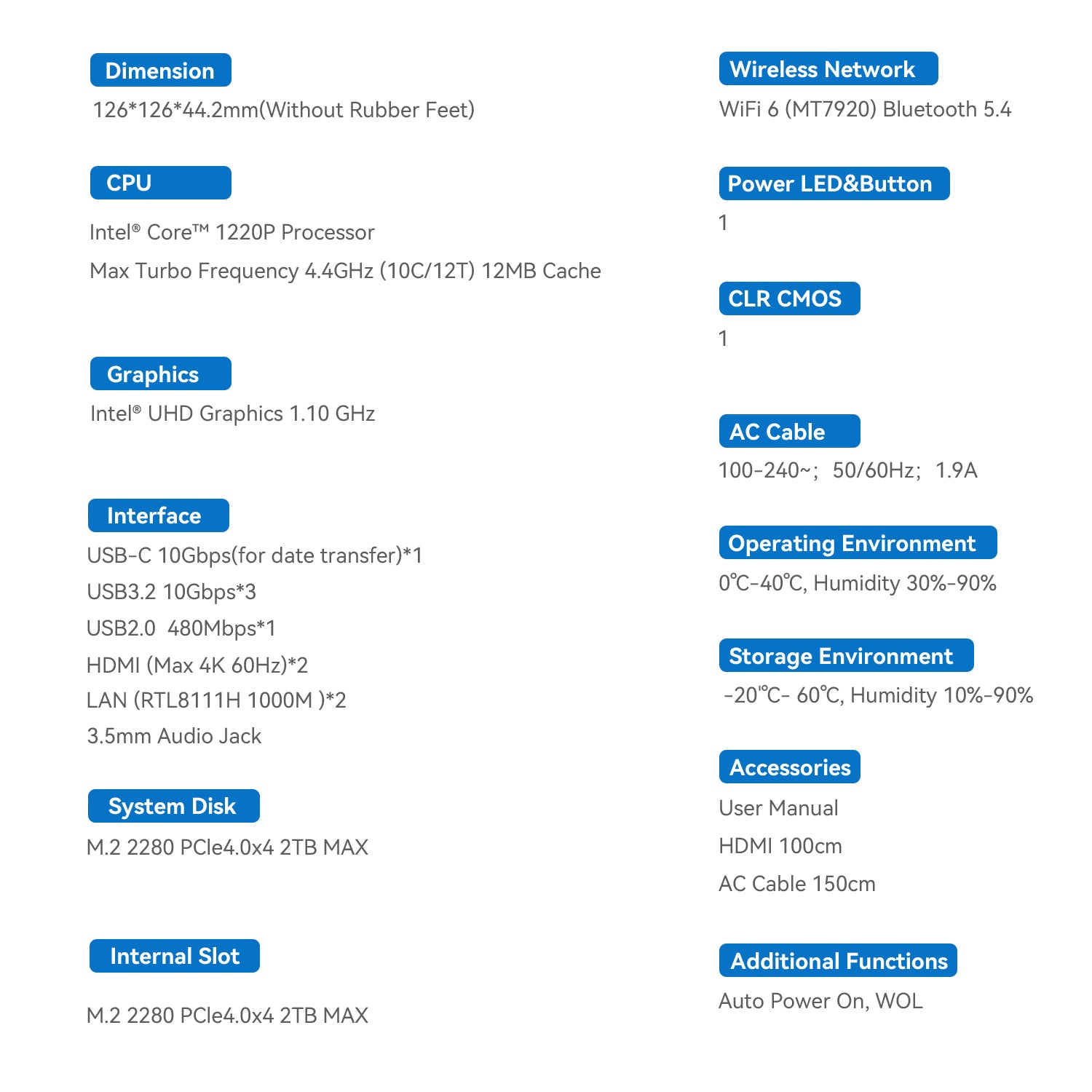 Beelink EQi12 Intel® Core 1235U/1220P