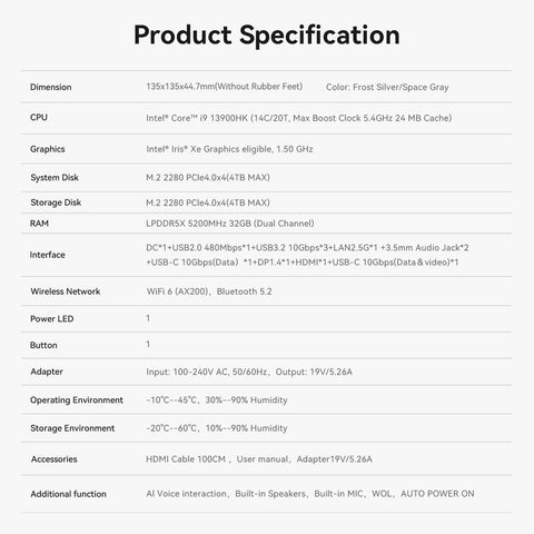 Beelink SEi13 Pro Intel® Core™ i9-13900HK / i7-13620H