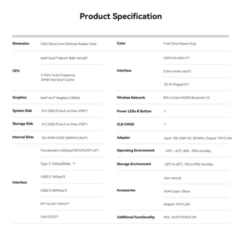 Beelink SEi14 Intel® Core™ UItra 9 185H
